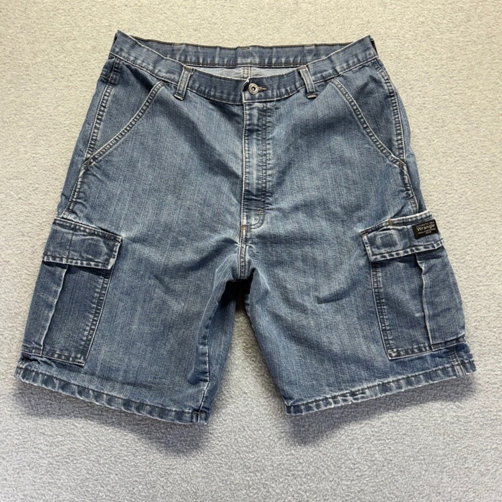 Wrangler Shorts Mens 34 Blue Carpenter Straight Workwear Skater Distressed Denim